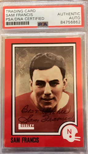 Sam Francis signed 1989 Lesley Nebraska Card, Nebraska All American, CFHOF