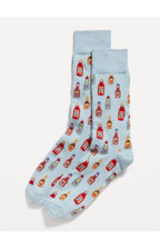 Old Navy Mens One Size Blue Multicolor Hot Sauce Printed Novelty Statement Socks