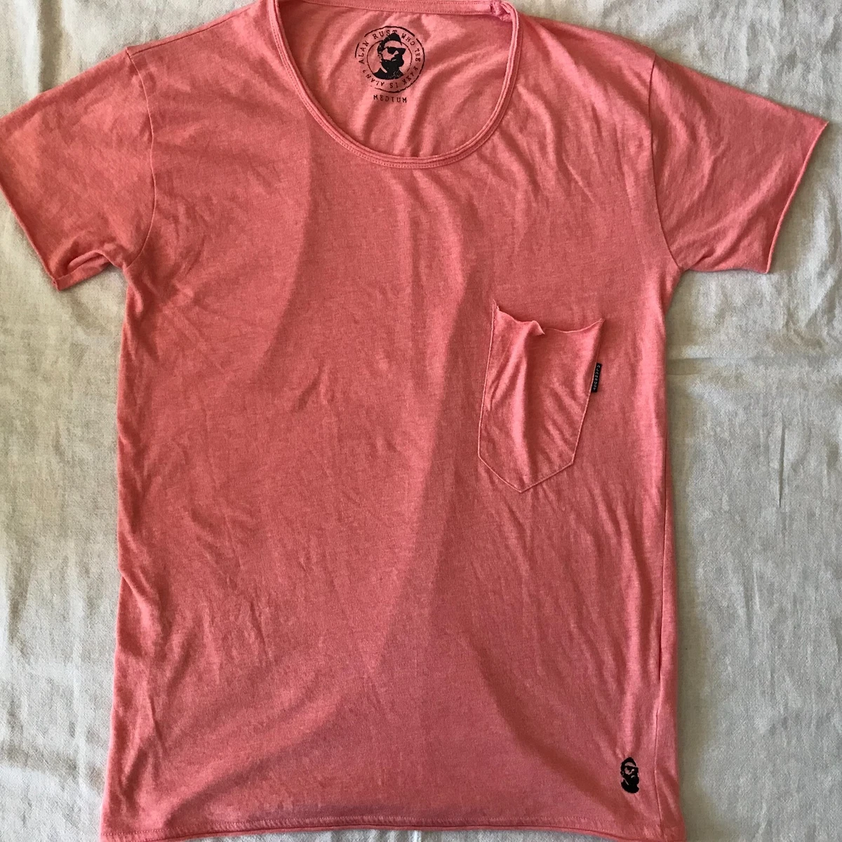 ALAN RUST FASHION SWEDEN MEN'S T-SHIRT PINK WIDE NECK MEDIUM