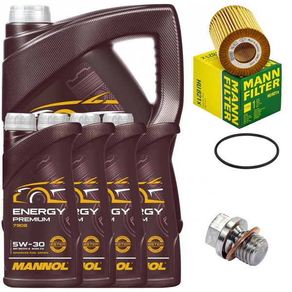 MotoröL Filter Set Mannol 5W-30 API SN 9 Liter + Schraube FüR Mercedes E-Klasse-image