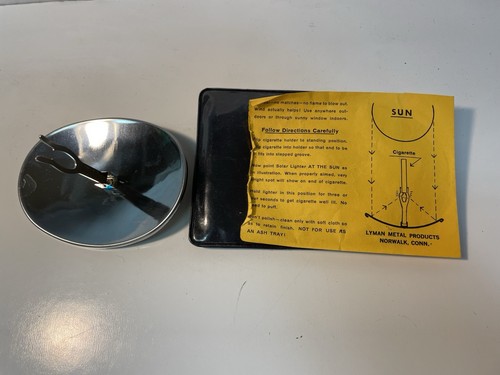 ✅Vintage Solar Cigarette Lighter Lyman Metal Products Norwalk Conn Mirror