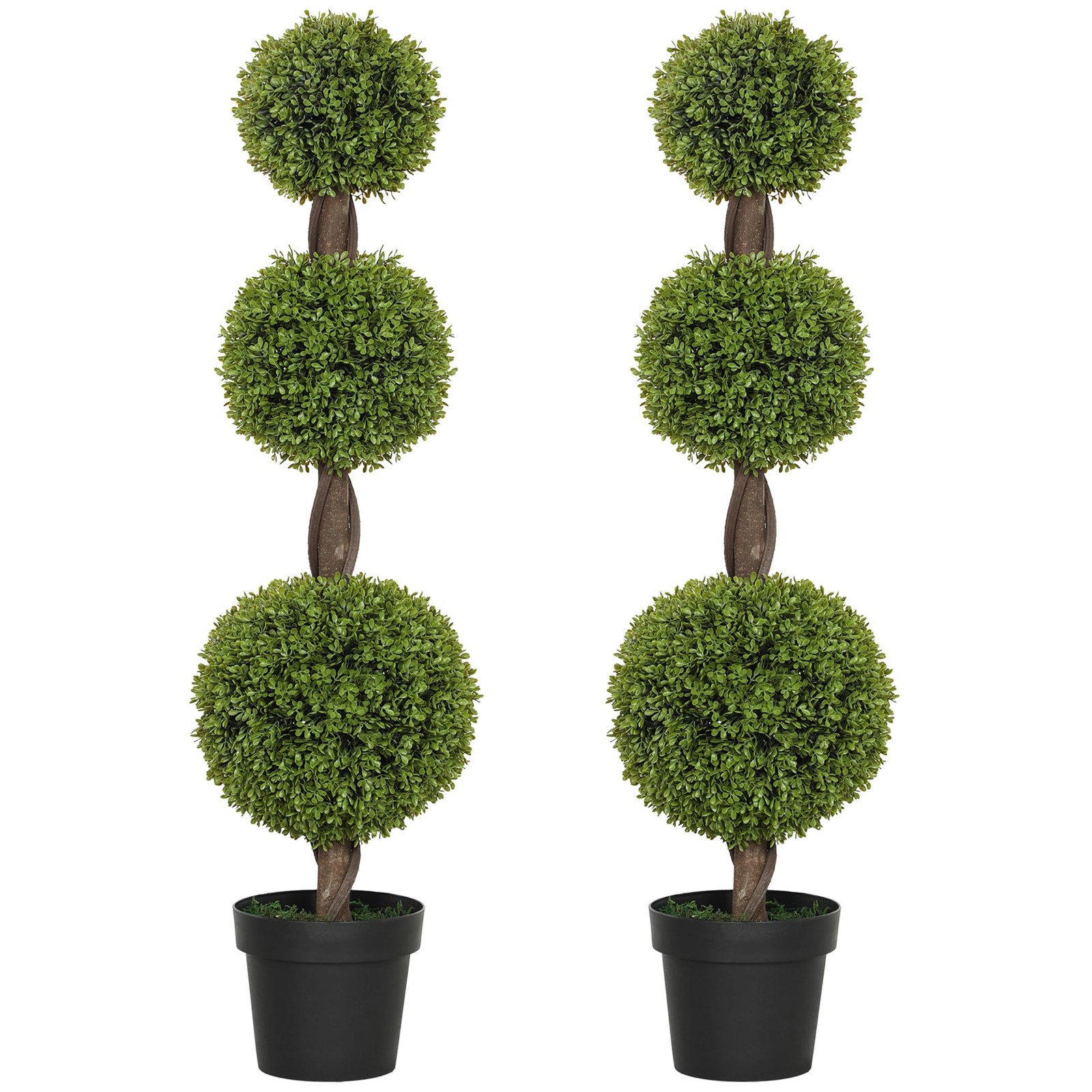 Artificial Topiary Ball Boxwood Trees Set of 2 Decorative Indoor Plants-image