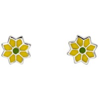 Basic Silber Ohrringe SK23 Kinder Ohrschmuck Blume Sterling-Silber 925 GrüN Gelb