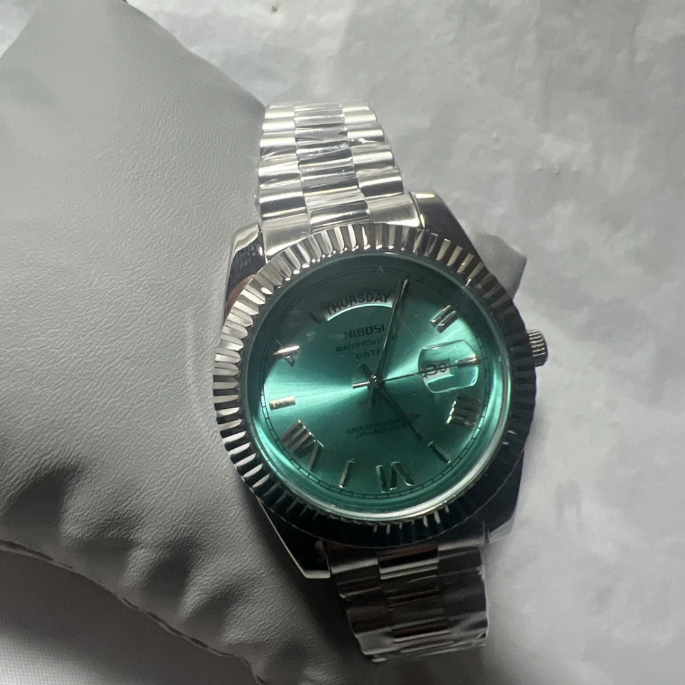 Design clássico NIBOSI, azul marinho, resistente à água, dia/data, número romano, masculino’s - Imagem 3 de 4