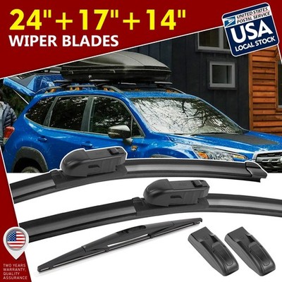 24''+17''+14'' Top Lock Wiper Windshield Rain Blades For Subaru Forester 2010-23