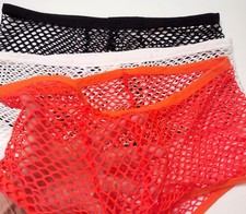 Men's FISHNET SHORTS with Pouch ULTRA COOL Neon Orange, Black, or White 141
