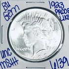 1923 BU UNCIRCULATED SILVER PEACE DOLLAR AUTHENTIC U.S. MINT FREE SHIPPING 6139
