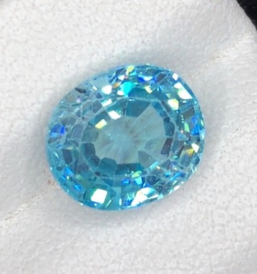 Natural Blue Zircon 3.20 Ct Oval Cut   Vibrant Fire Blue Zircon Loose Gemstone  