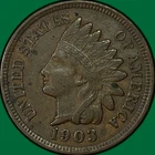 1903 Indian Head Cent Extremely Fine XF Coin #41034
