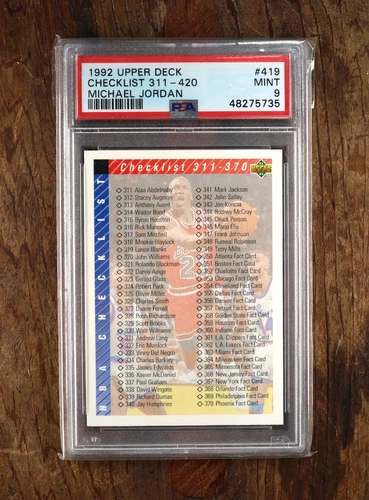 1992 Upper Deck Michael Jordan C/L #311-420 Chicago Bulls #419 (HOF) PSA 9 MINT
