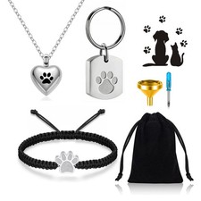 3 Pcs Pet Cremation Jewelry Urn Necklaces Bracelet Keychain for Ashes for Wom...