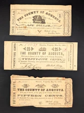 Civil War, 1862 Staunton, Va, County of Augusta, Confederate Fractional Currency