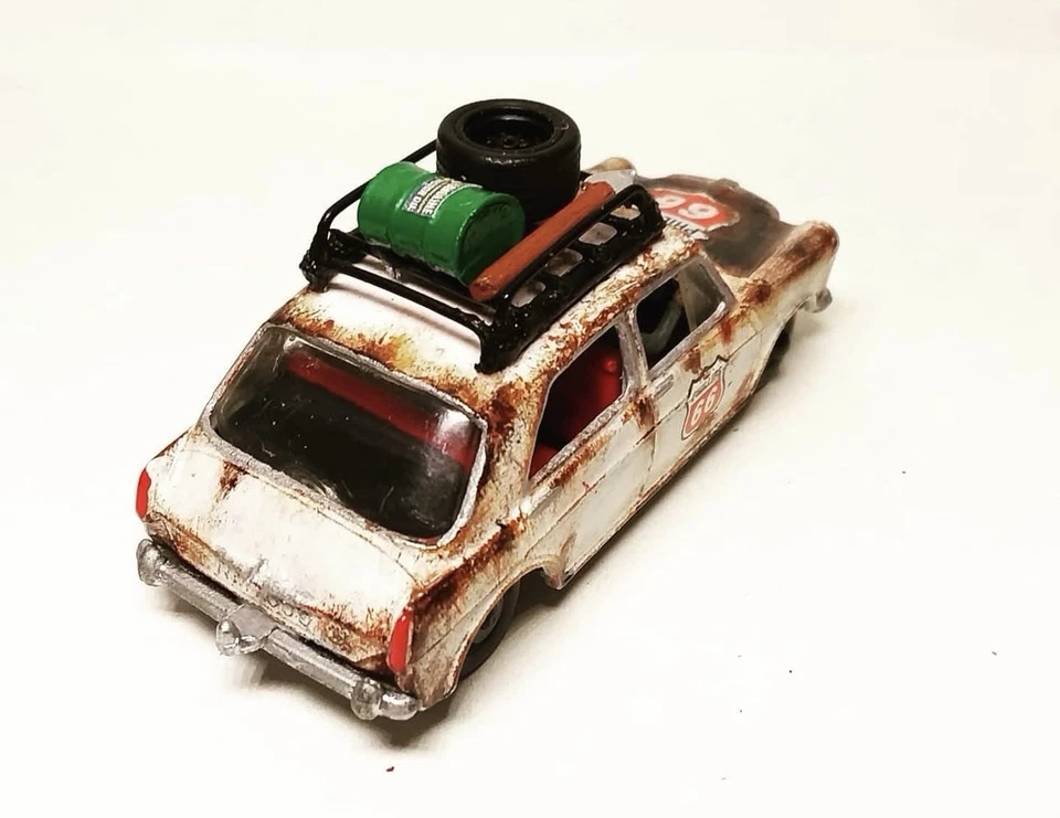 Caja de fósforos Lesney pintada a mano personalizada M.G. 1100 No.64 Philips 66 Rat Rod restaurado Foto 3 de 3