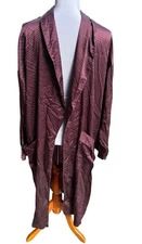 Perry Ellis Portfolio Burgundy White Polka Dot Silk Robe L/XL