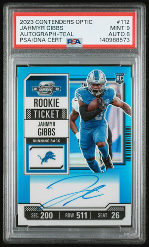 Jahmyr Gibbs [Teal RPS Autograph] #112 2023 Panini Contenders Optic card