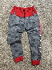 Ecko Unltd Men  s Camo Jogger Pants Size L Gray Red Athletic Sweatpants Streetwea