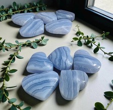 Blue Lace Agate Heart Carving – Calming Energy Stone, Crystal Shop UK