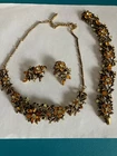 Vintage Coro Costume Jewelry Set Necklace Earrings and Bracelet Signed Signed