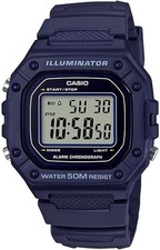 Casio W-218H-2A Digital Watch Blue Black Resin 50M Water Resistant LED Alarm