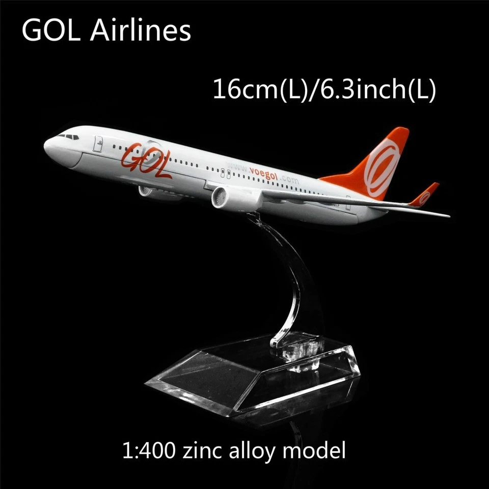 1:400 Diecast Airplane Model 16 cm Brazilian Boeing 737 GOL Airlines Collection - Immagine 2 di 4