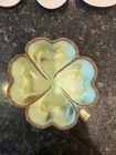 Frankoma Clover Candy Dish Green Brown Ceramic Art Pottery Glossy 223
