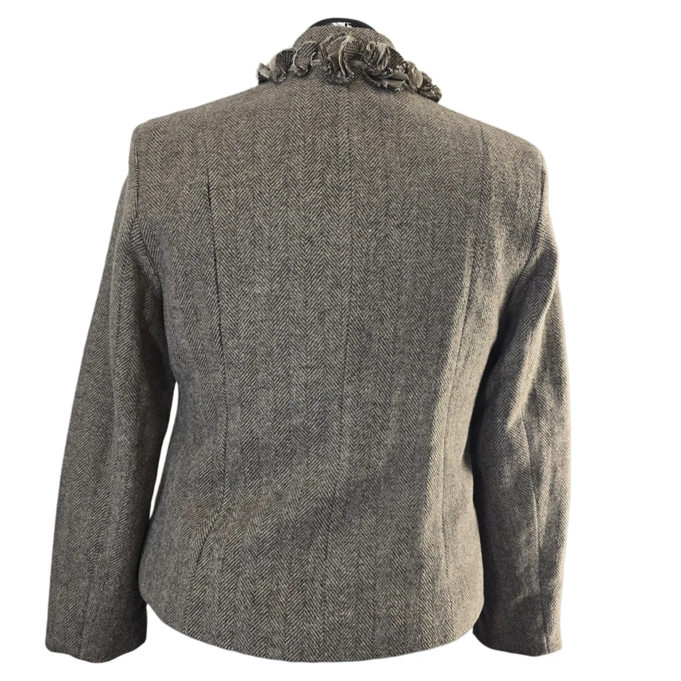 Blazer Mujer Tweed Cuello Floral Patrón Espiga Chaqueta-SIN ETIQUETA TALLA Foto 4 de 4