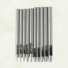 10 Pcs Leathercraft Punching Tools Carbon Steel Set Belt Hollow Pounch Hole