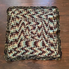 Vintage Handmade Crochet Granny Square Afghan Lap Blanket Throw 32"x32"