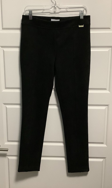 Calvin Klein Black Faux Suede Front Seam Pull On Slim Pants Women’s Sz Sm