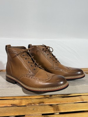Bostonian Men's Boots Wingtip Derby Brogue Size 10 M Brown Leather
