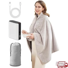 Portable Heated Blanket Infrared Heating Shawl Fleece Pad 3 Heat Settings New