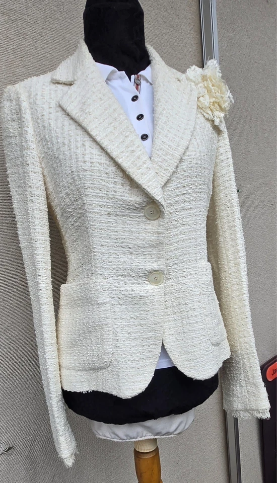 Chaqueta Traje Mujer Monique Lhuillier Crema Marfil Talla 6/8/S/M Foto 3 de 4