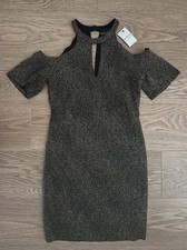 Next Ladies Black Gold Dress Petite Size 6 for Party/Evening - BNWT