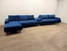 Habitat Julien Velvet 3 Seater Sofa & Left-Hand Corner Sofa – Navy