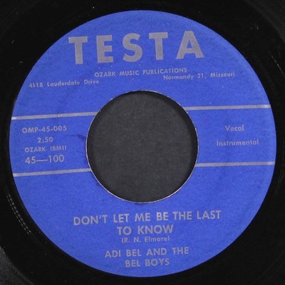 ADI BEL & BEL BOYS: don't let me be the last to know / memory waltz TESTA 7''