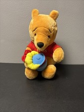 Disney 15  Winnie The Pooh Plush Toy W/Hunny Pot  Rattle