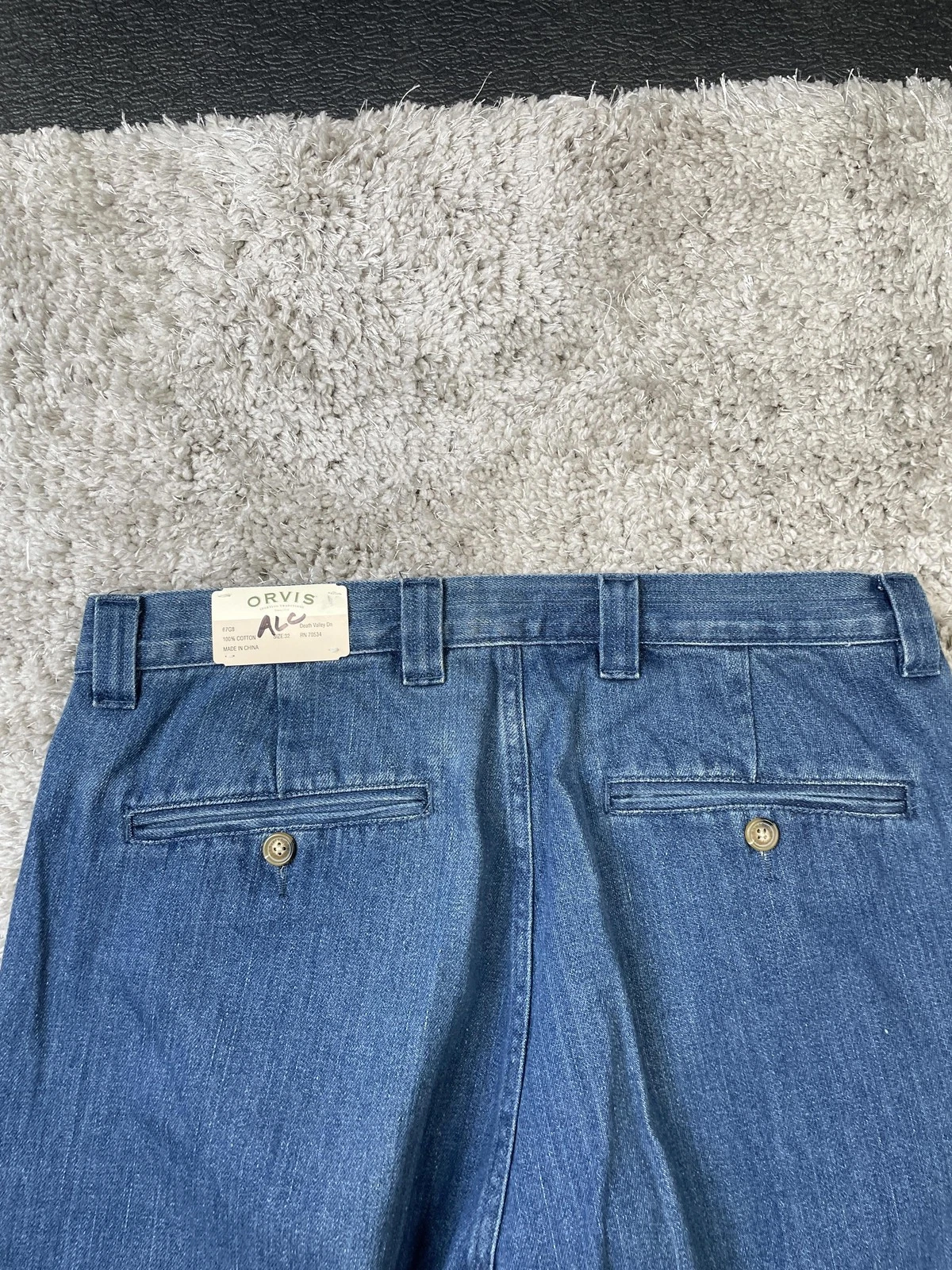 Orvis Pants Mens 32 Blue Denim Chino Zip Fly Welt Pockets Death Valley Dn - product detail image 13