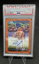 2024 Topps Chrome - Bo Nix Rookie Autograph Orange Wave /25 PSA 9