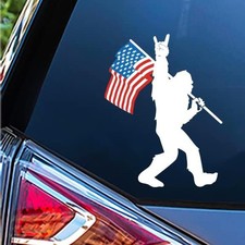 Premium Quality 5-inch Bigfoot Rock On American Flag Vinyl Decal Sticker For Car Premium Quality 5-inch Bigfoot Rock On American Flag Vinyl Decal Sticker For Car