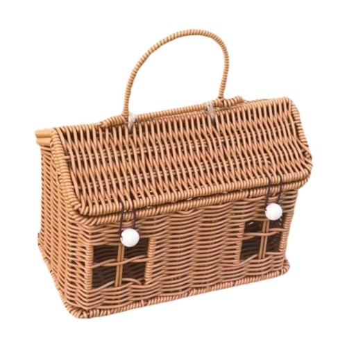 Woven Rattan Basket Gift Shaped Artwork Rustic Picnic Basket Suitcase Box for - Picture 2 of 6