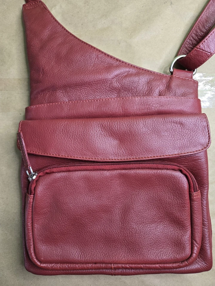 Cartera Bandolera Vintage Paul And Taylor Cuero Rojo 11x9x3 Foto 2 de 4