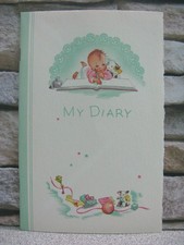 Vtg 1930s Baby Record Booklet Card My Diary Book Gender Neutral New Old Stock