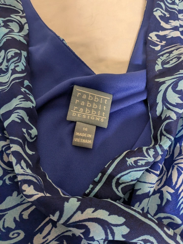 Rabbit Rabbit Rabbit Designs Women's Long Lovely Floral Flowy Blue Dress Size 14 - Image 2 of 4