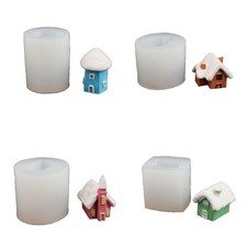 4x Small House Silicone Molds 3D Molds DIY Soap Resins Mould