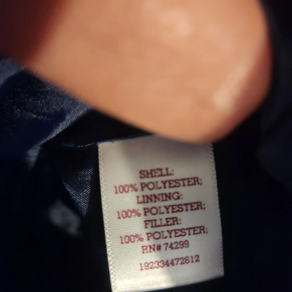 Chaleco acolchado azul marino con rayas Chevron plateadas y blancas grande para mujer Foto 4 de 4