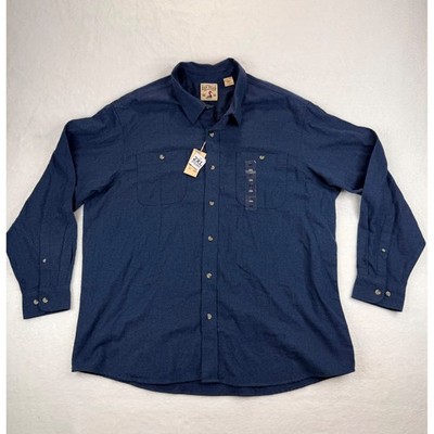RedHead Mens 2XL Dark Blue Heathered Long Sleeve Button Down Flannel Shirt NWT