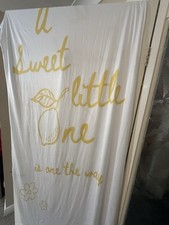 Baby Shower Backdrop - 'A Sweet Little One Is One The Way' - Fabric Banner