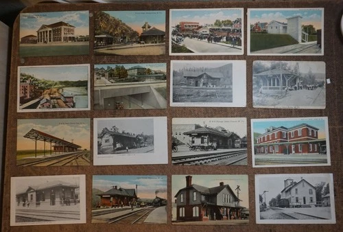 16 x 100 year old RR Stations, Railway Depots, WEST VIRGINIA. POSTCARD LITHO LOT