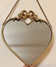 Gold Heart-Shaped Mirror Small Ornate Gold Bow Mirror Heart Bow Wall Decor