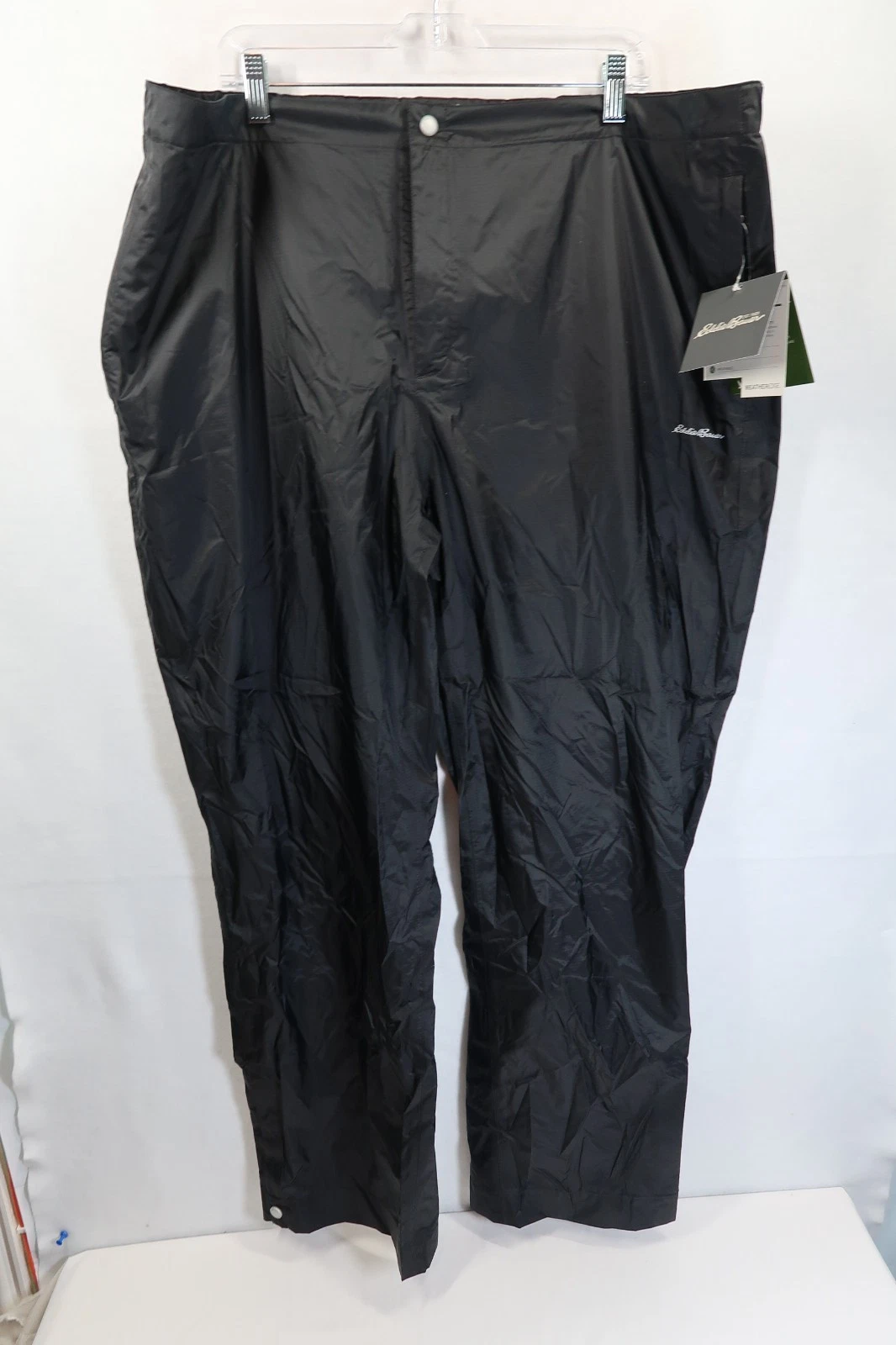 EDDIE BAUER RipPac Stretch Waterproof Rain Pants Womens Sz 2XL (44X32) Black NEW